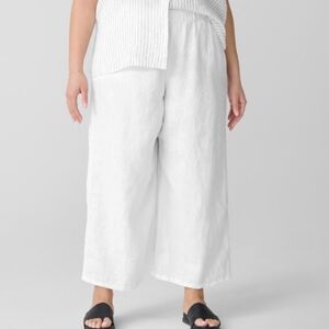 Eileen Fisher Organic Linen Wide-leg Cropped Pant White